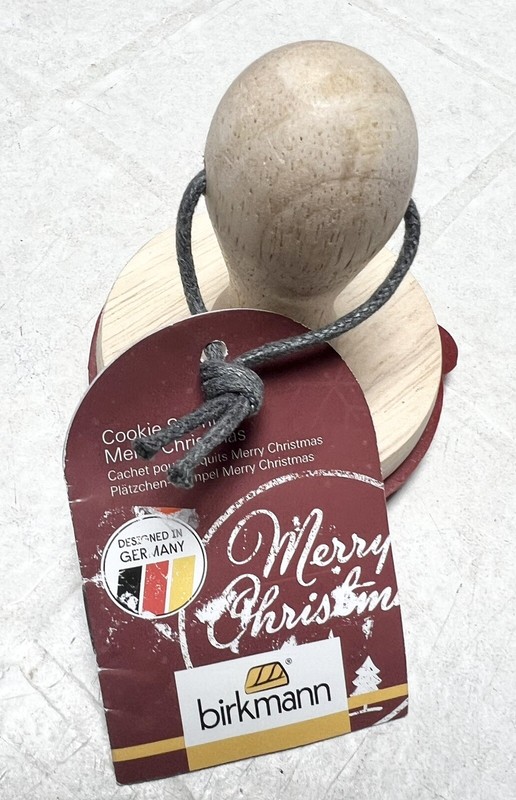 BIRKMANN German Merry Christmas Wooden Rubber Holiday COOKIE STAMPER Stamp New