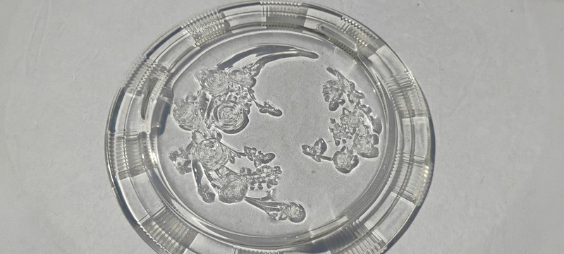 Federal Glass Clear Sharon Cabbage Rose Branch Cake Plate Platter 11½" gallery