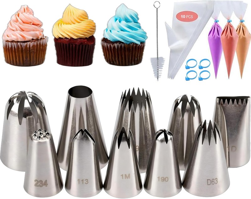 25 Pcs Extra Large Piping Tip Set Stainless Steel Frosting Piping Kit,Pastry