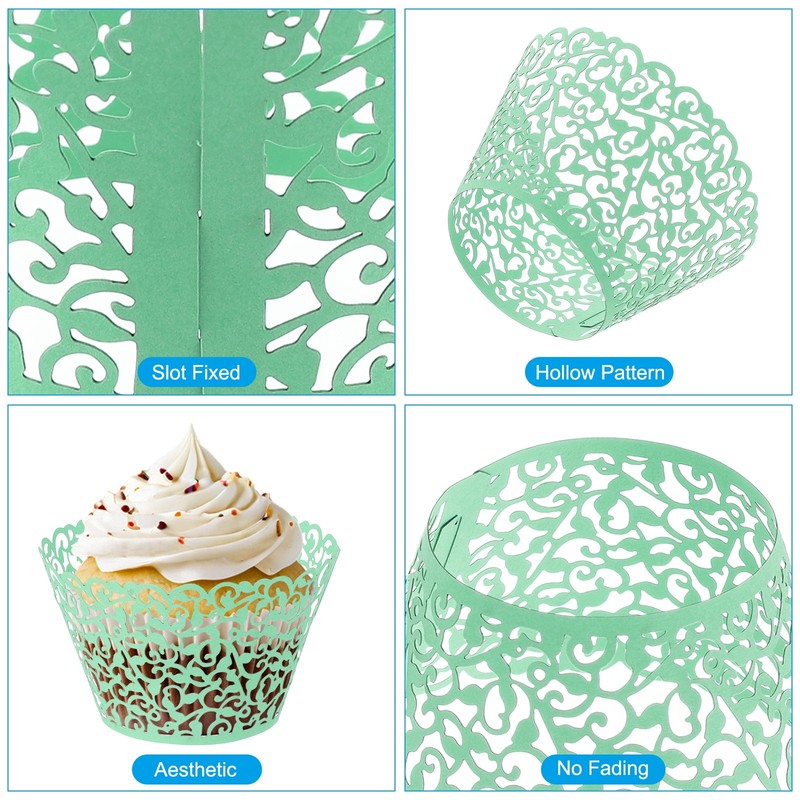 Cupcake Wrappers Paper, 50 Pack Baking Cups Standard Vine Decor, Green gallery