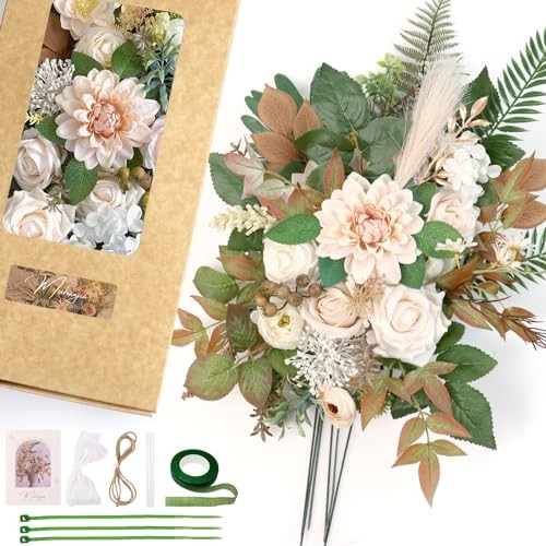 Vintage Style Artificial Flowers and Greenery Combo Box Set, Fake Champagne gallery