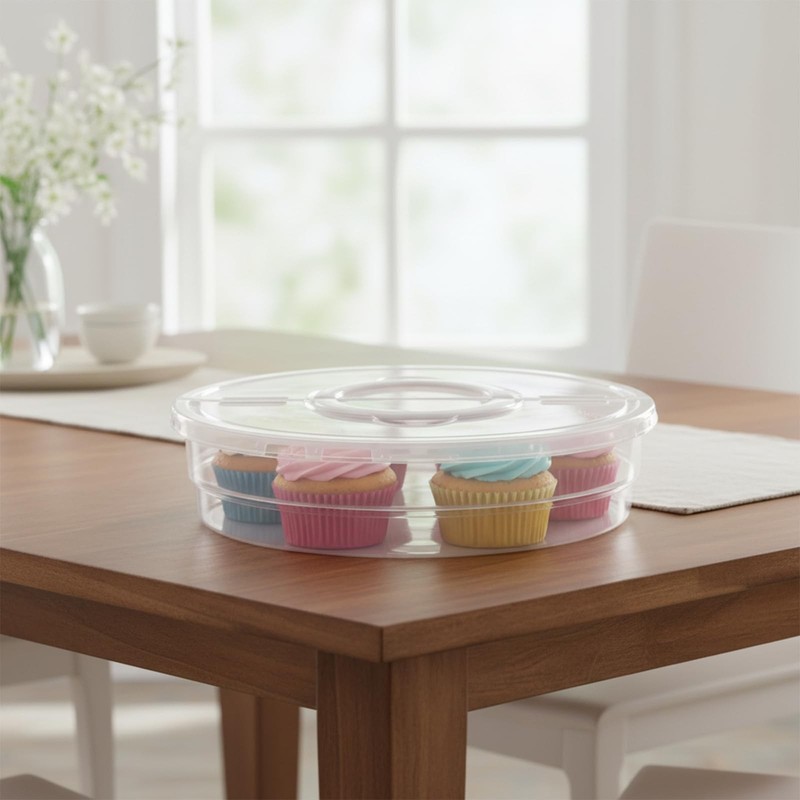 2 Pack 11.8" Cupcake Containers, Cupcake Carrier with Foldable Lid and Handle... gallery