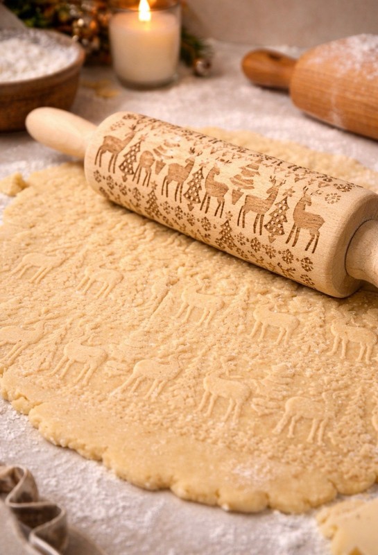 Winter Wonderland Embossed Wooden Rolling Pin ￼