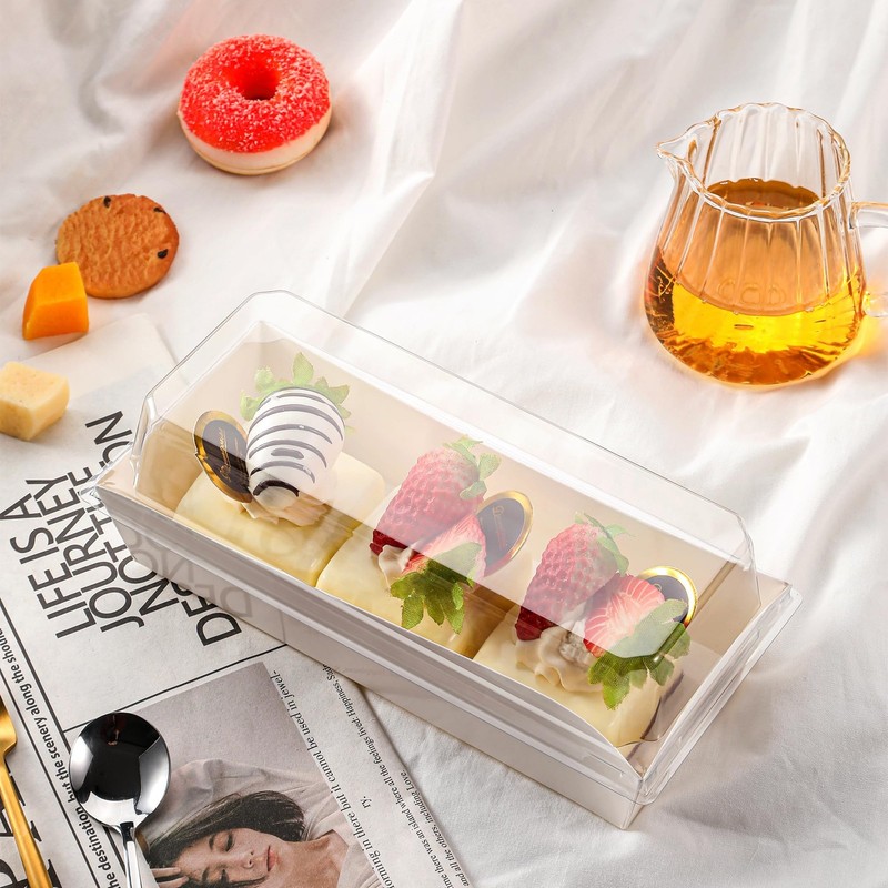 50 Pack 7.5x3.3 Inch White Charcuterie Boxes with Clear Lids Mini Treat Box gallery