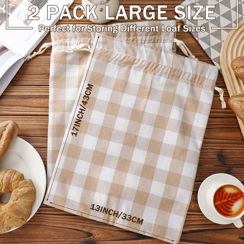 2 Pcs Linen Bread Bags for Homemade 13 x 17 Inches Sourdough Bread Container ... gallery