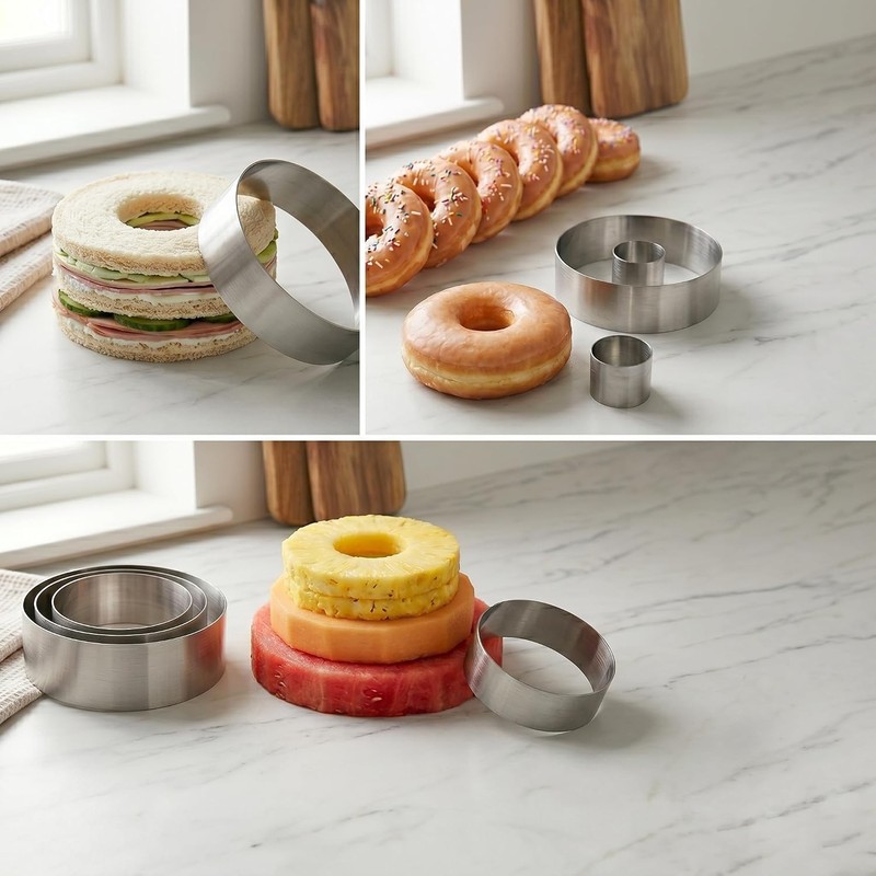 Large Round Cake Ring Set-4/6/8 Inch Biscuit Cutter Stainless Steel Circle Pa... gallery