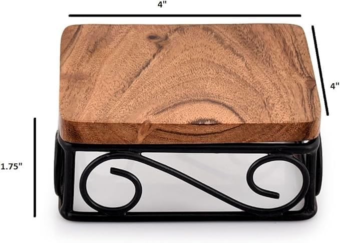 Riser Tabletop Square Dessert Stand Risers with Rustic Brown Wood Top Shelf and gallery