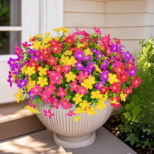16 Bundles Artificial Flowers for Outdoors Decoration Fake Silk Multi Color gallery