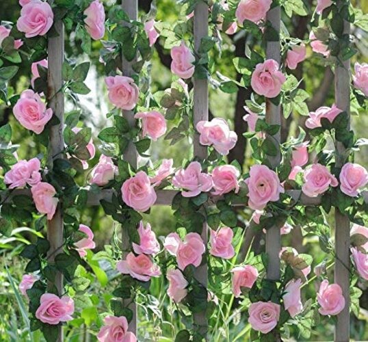 2 Pack (16FT) Artificial Rose Vine Flowers Plants Fake Flower Vine for Pink gallery