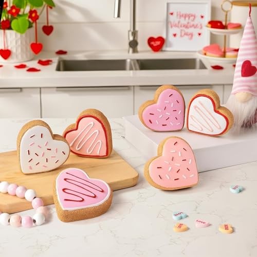 Valentines Day Decor, 6pcs Sweet Candy Heart Cookies Resin Valentines Table gallery