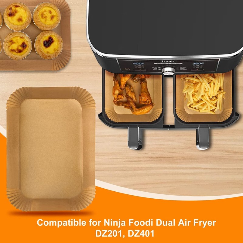 MooManGoo Air Fryer Disposable Liners, 8.6*5.5"Rectangle-300 PCS, Wood gallery