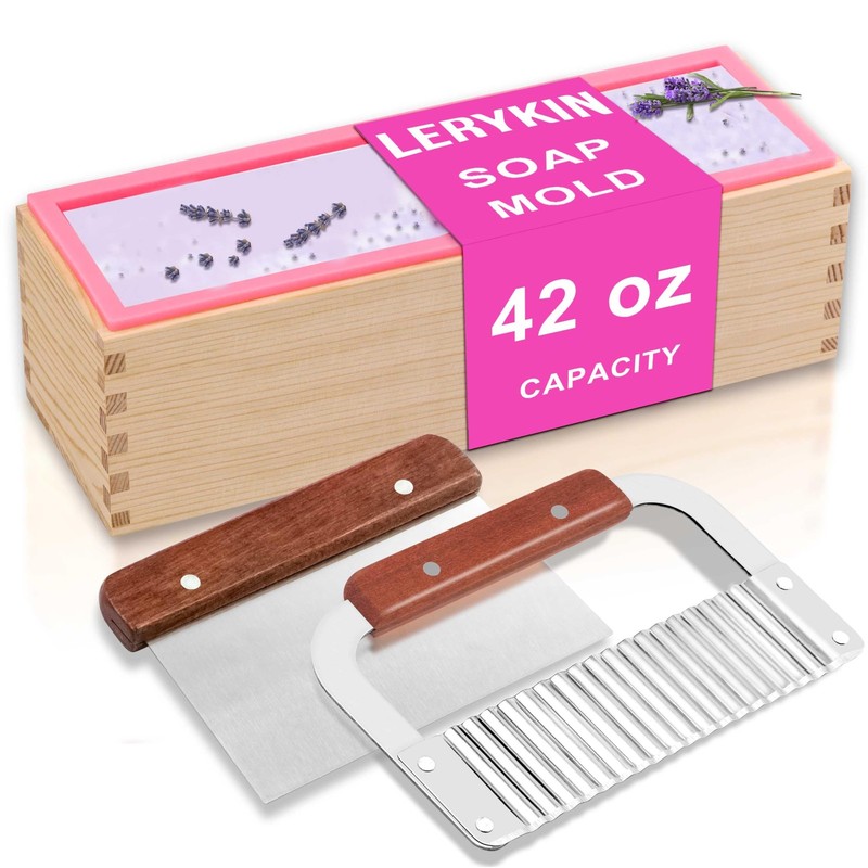 LERYKIN Rectangular Soap Mold with Wooden Box, Pink+Silver – Rectangle