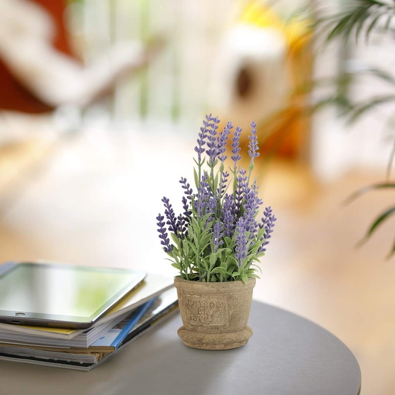 Milisten Small Artificial Lavender Plant In Pot 8.7 Faux Purple Lavender Flower gallery