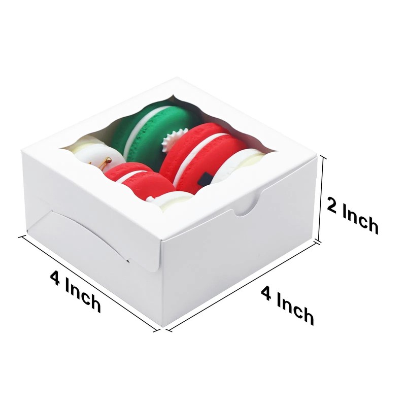 100pcs Cookie Boxes 4x4x2 Inch Bakery Boxes with Window Dessert Treat Box Cho... gallery