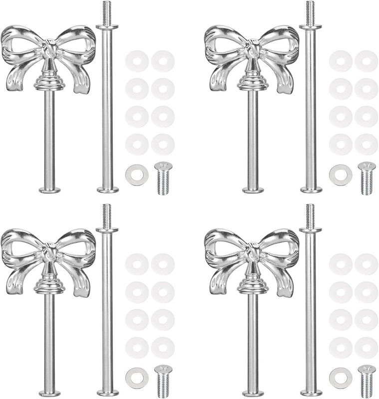 4 Set 2-Tier Cupcake Stand Hardware Handles, Zinc Alloy Cake Plate Stand Handle