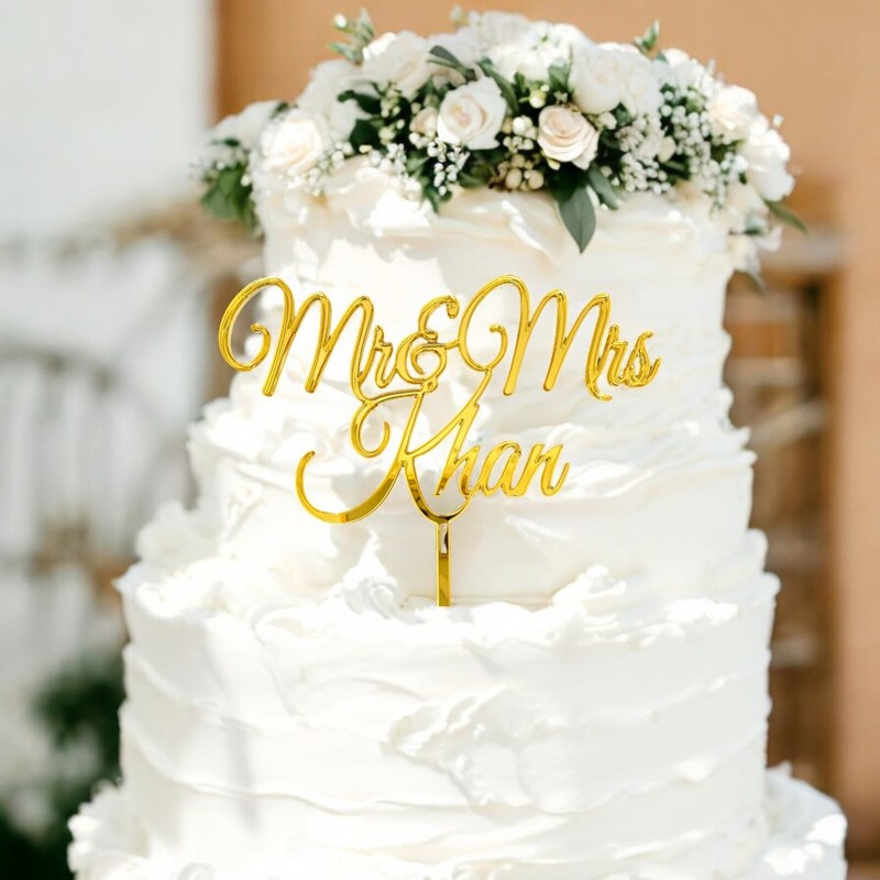 Personalised Acrylic Engagement Wedding Mr & Mrs Cake Topper Charm Custom Name gallery