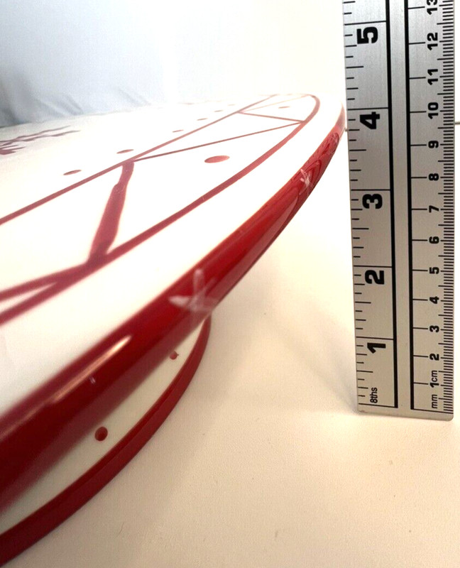 Red & White Snowflake Christmas Tree Pedestal Cake Stand Square 12" x 4" gallery