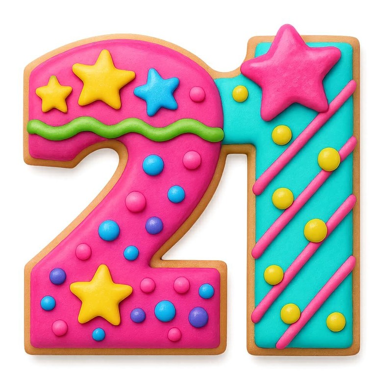 Number 21 Cookie Cutter - 3.3x3.2 Inches, Birthday Celebration (Random Color) gallery