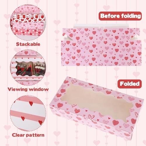 CIEOVO 24 Pcs Valentine's Day Treat Boxes with Window Cookies Boxes B-Valentine gallery