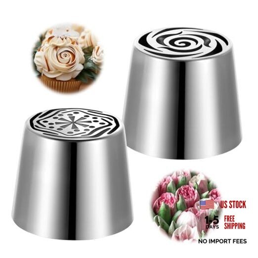 Russian Piping Tips, 2PCS Extra Large Cake Decorating Kit Rose Floral Piping