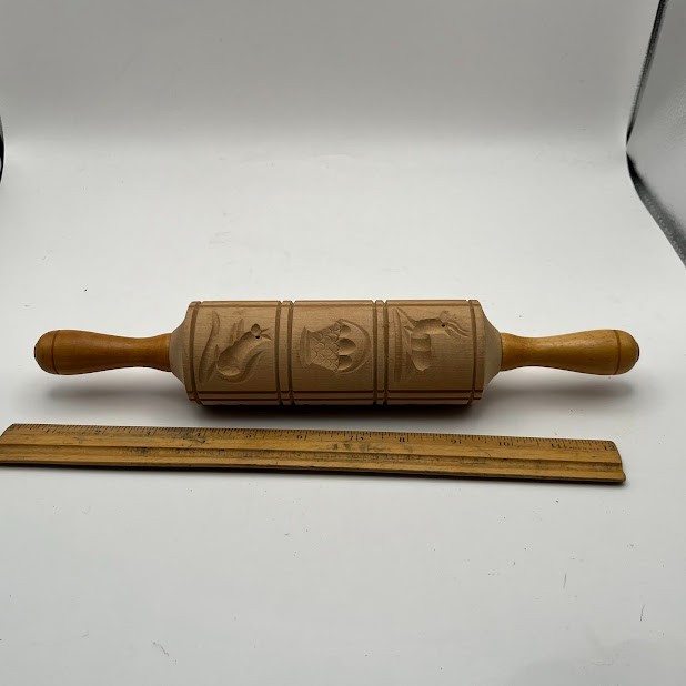 Springerle Hand Carved Rolling Pin Wooden Baking Tool Utensil Mold German