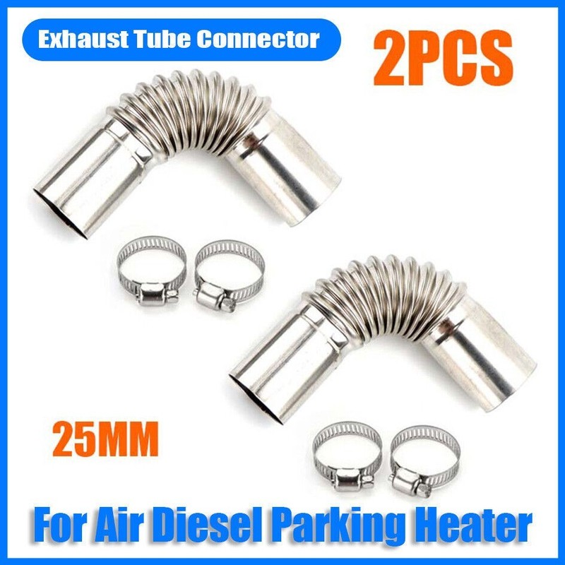 25mm Elbow Pipe Air Diesel Heater Exhaust Connector w/Clamps For Diesel Heater