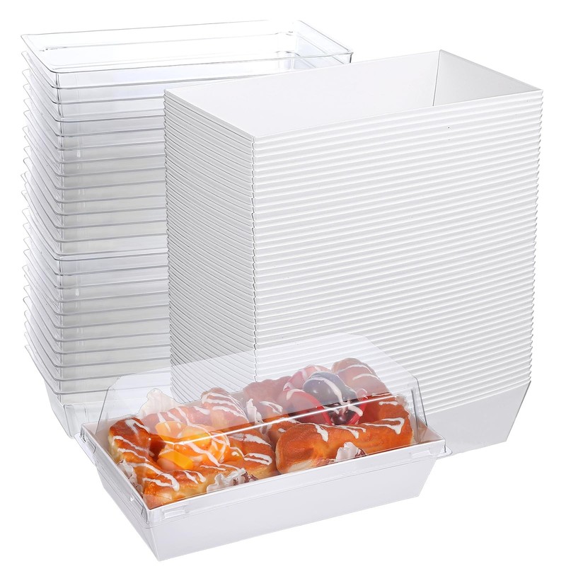 50 Pack White Bakery Boxes, Cookie, Treat Boxes for Pastry, Sandwich, Cupcake...