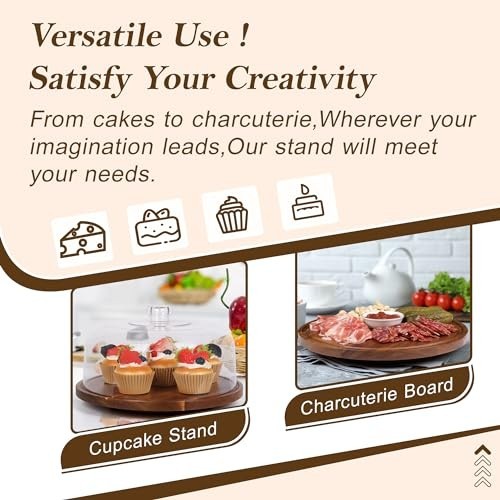 12" Acacia Wood Cake Stand with Acrylic Dome Lid - Perfect for Weddings & Partie gallery