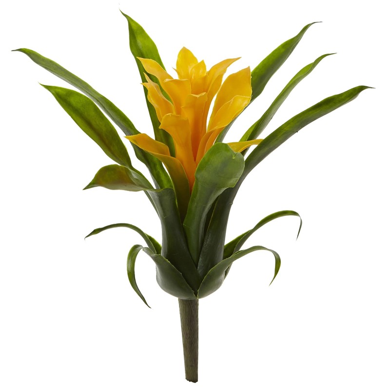 Nearly Natural 10in. Bromeliad Flower, Set of 6 Artificial Plant, Yellow, 6