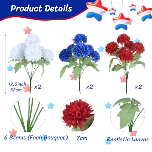 36 Heads Artificial Chrysanthemum Flowers Red White and 36 Heads Chrysanthemum gallery