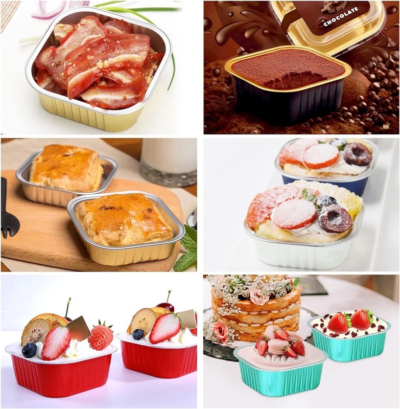 5oz Cupcake Mini Cake Pans with Lids 40 Pack, Aluminum Foil Cupcake Cups Brow... gallery
