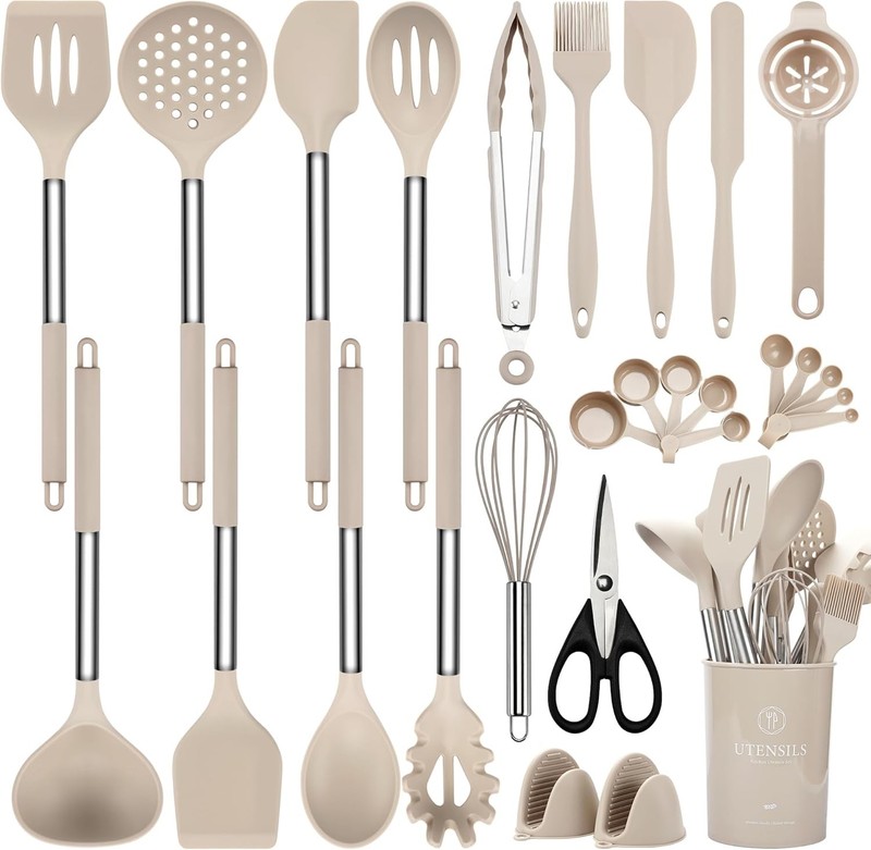 Silicone Cooking Utensils Set, 28 Pcs Kitchen Utensils Set 446°F Heat