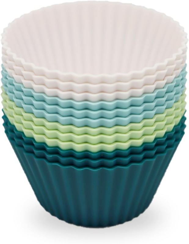 Large Silicone Baking Muffin Cups, 12 Pack Reusable Cupcake Liners Jumbo Size gallery