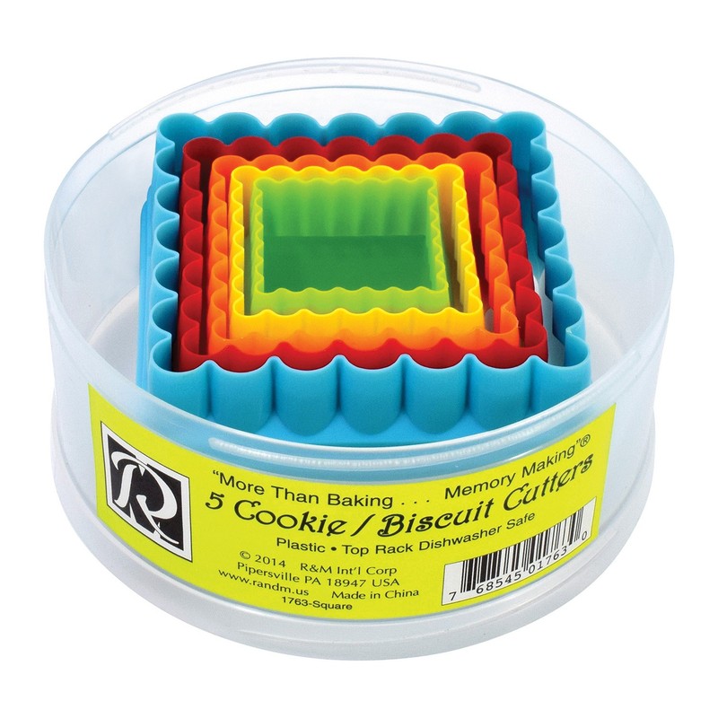 R&M International Square Cookie and Biscuit Cutters, Assorted Sizes, 5-Piece Set gallery
