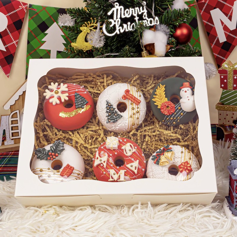 12 PCS 10x8x2.5 Inch White Bakery Treat Boxes Window Pastry Cookie Desserts gallery