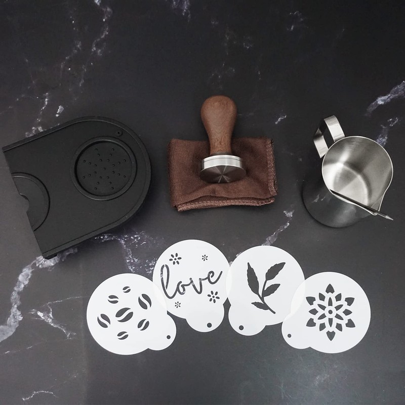 Ezebesta 51mm Coffee Tamper Set Barista Kit for Portafilter Wood Brown gallery