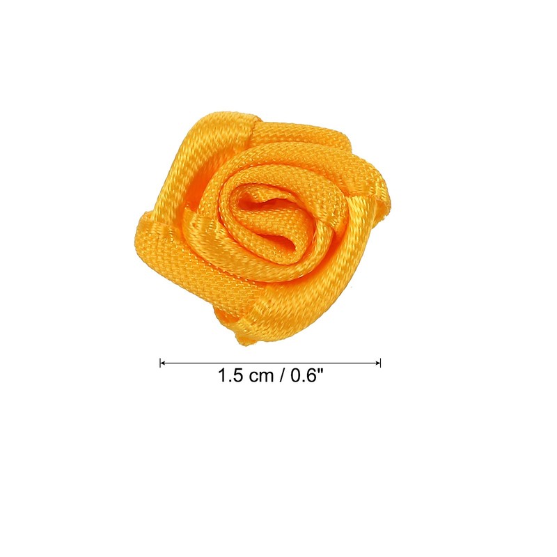 30Pcs Mini Satin Ribbon Roses Fabric Flowers Embellishments Rosettes Yellow gallery