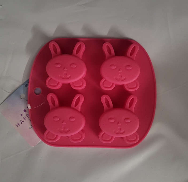 Happy Easter Bunny Silicone Treat Baking Mold 4 Cavities Chocolate Candy 5"x5.9" gallery