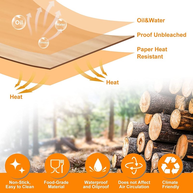 MooManGoo Air Fryer Disposable Liners, 8.6*5.5"Rectangle-300 PCS, Wood gallery