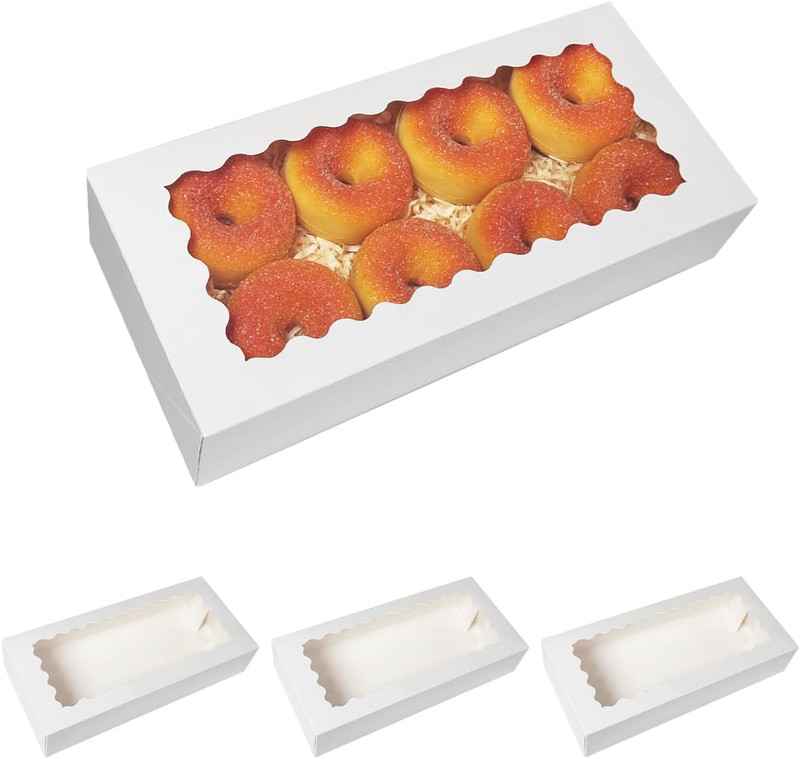 Auto-Pop up 12X5.5X2.5 Inch White Cookie Box with Window 30Pcs Pastry Macaron Ba gallery