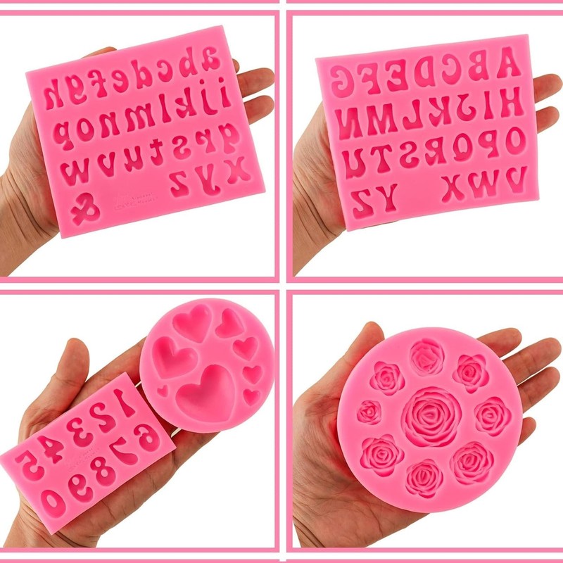 Letter Molds Alphabet Molds 5pcs Letter Number Heart Shape Flower Silicone Mold gallery