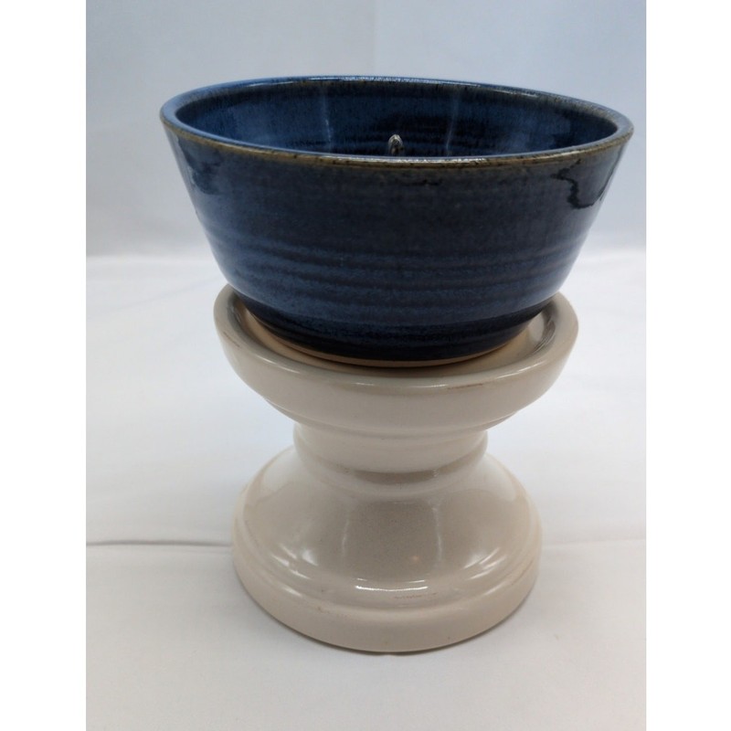 1991 Teague's Frogtown Pottery NC Blue Glazed Apple Baker Signed Jean Vintage gallery