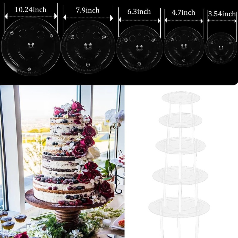 35 Piece Plastic Cake Dowel Set, Sticks, Support Rods, 5 Cake Dividers, Tiered gallery