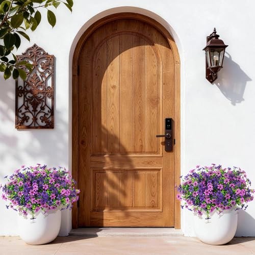 Artificial Flowers for Outdoors Spring Summer Decoration, 12 PCS Double Purple gallery