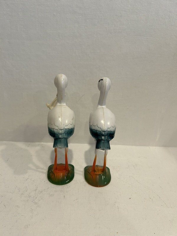 Pair Of Vintage Stork Cake Toppers 1950s gallery