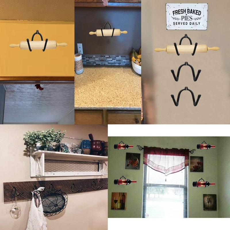 Horizontal Rolling Pin Holder Wall Mount Rolling Pin Display Rack Hook Hanger St gallery