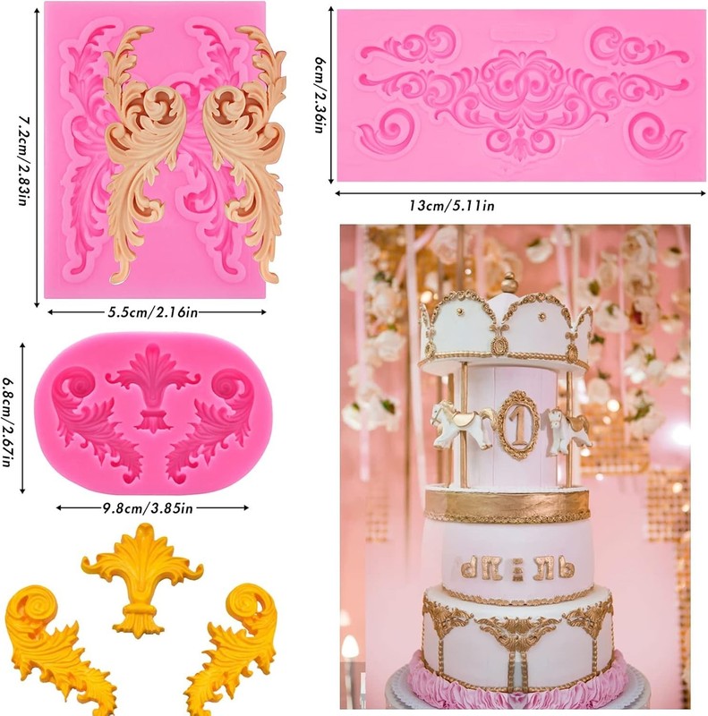 5-Piece Baroque Style Silicone Molds for Elegant Cake & Craft Decorations gallery