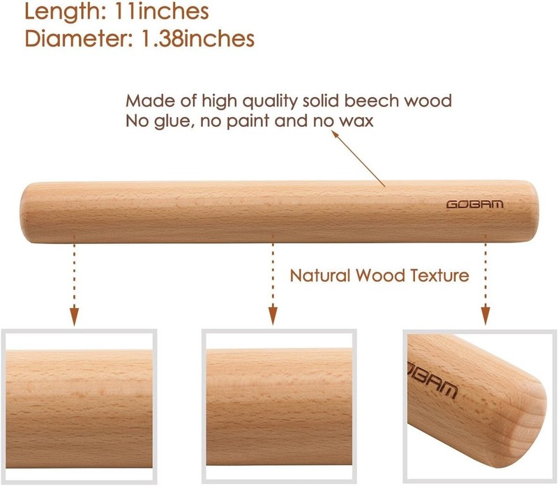 Wood Rolling Pin Small Dough Roller for Baking Cookies Pasta Pie Pizza Chapati gallery