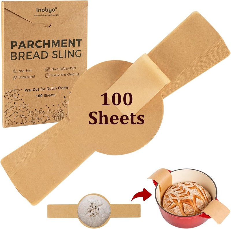 Parchment Paper Bread Sling for Sourdough Baking, Pre-Cut Unbleached