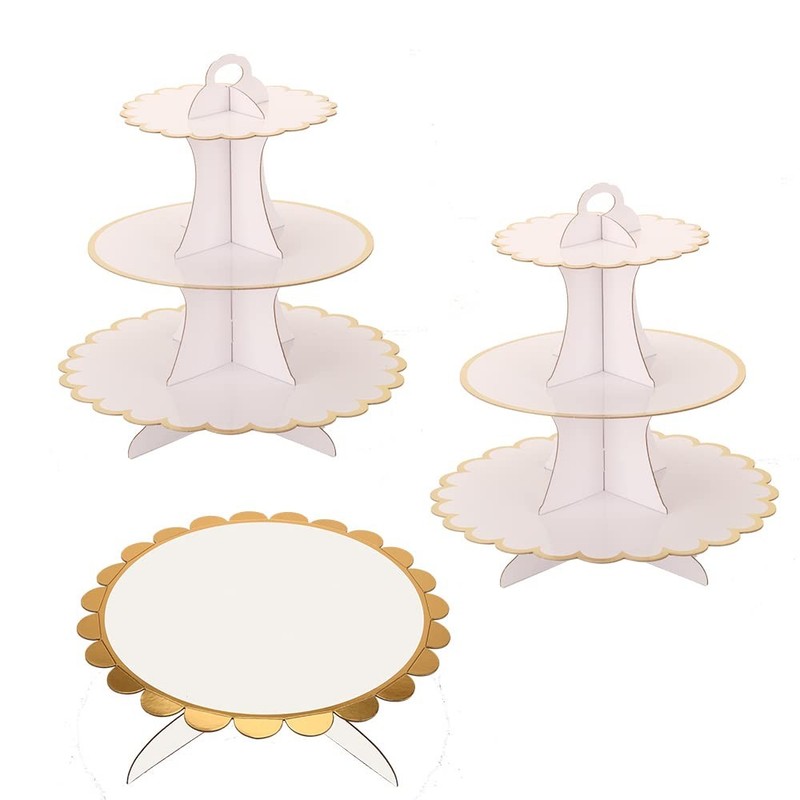 White Cardboard Cupcake Stand ,3 Tiered Cupcake Tower Party Cake Stand Tray, …